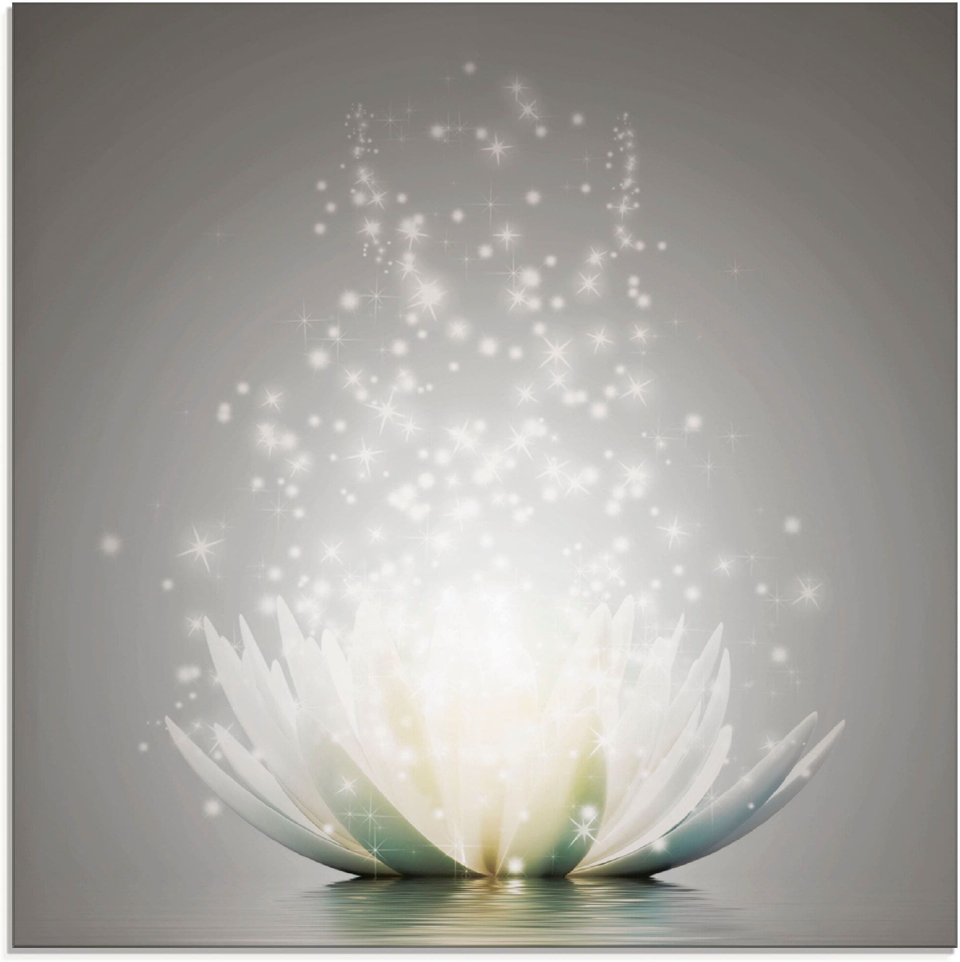 Artland "Magie der Lotus-Blume" Blumen 1 Stk. tlg. farbe bild(er): grau B/H/T: 40cm x 40cm, Glasbild Blumen, 1 Stk.