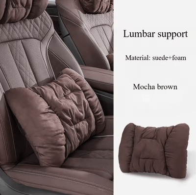 Uplift Curations SuedeComfort Plush Car Headrest Pillow Soft Neck & Waist Support Cushion For Vehicle Interiors mocha B