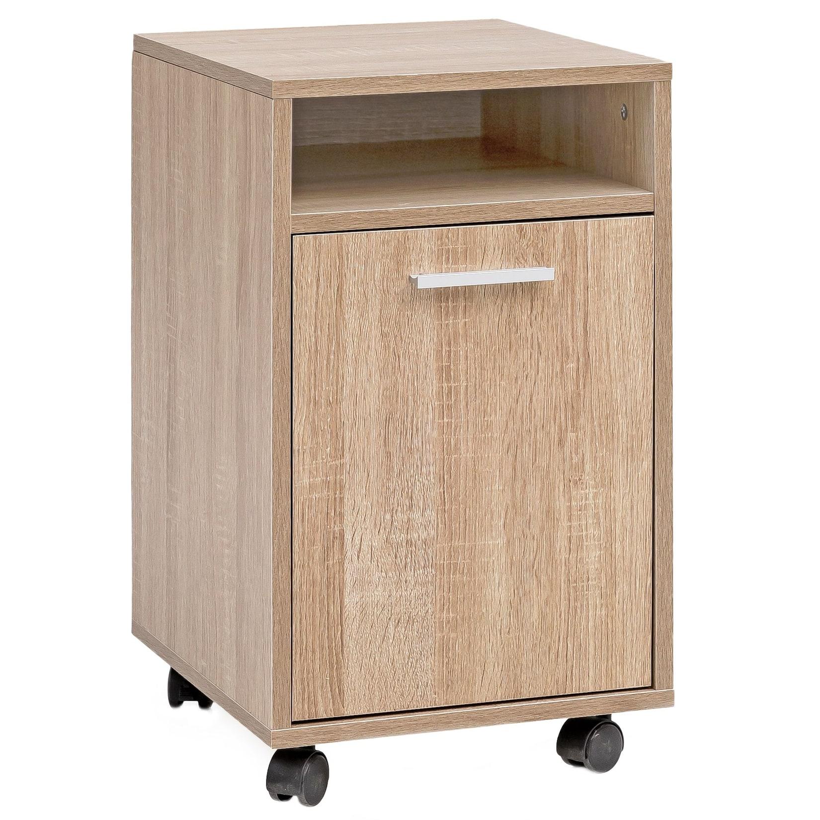 KADIMA DESIGN Rollcontainer OSSOLA: Sonoma, 2 Türfächer, Ablagefach, Rollen mit Bremsen, Melaminharz-Beschichtung, einfacher Aufbau.