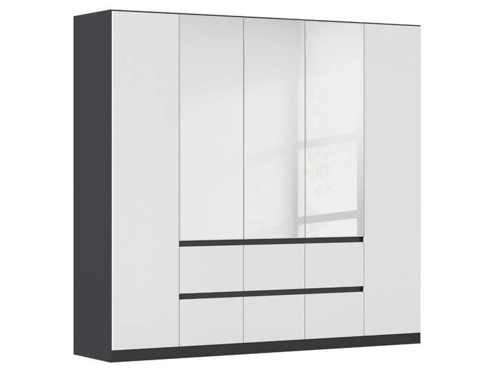 Drehtürenschrank Mainz Weiß, Grau, Silberfarben