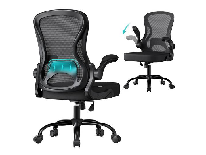 Bürostuhl ergonomisch Lordosenstütze schwarz Mesh