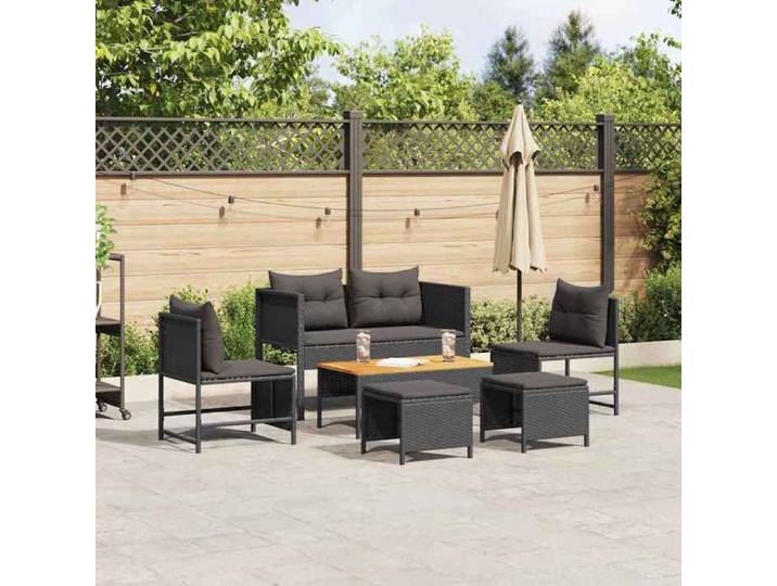 VIDAXL Ensemble de canapé de jardin + coussin (6 pcs) - ANTI-UV - Noir polyrotin 84x45x35 cm M9132