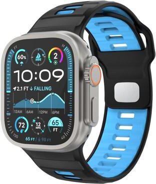 Everyday Crate Apple Watch Silicone Watch Band Checkered Reverse Buckle Adjustable Sport Strap black Blue