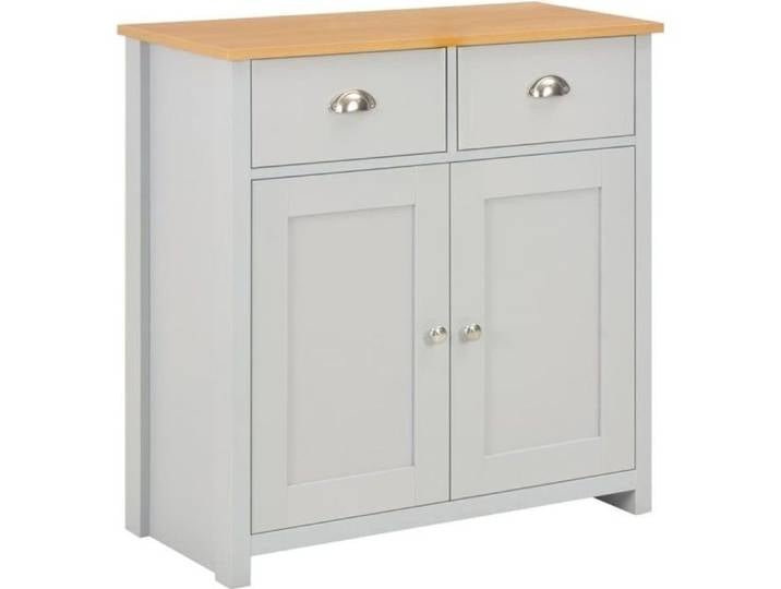 Buffet contemporain commode meuble bas rangement - Gris - 79 x 35 x 81 cm