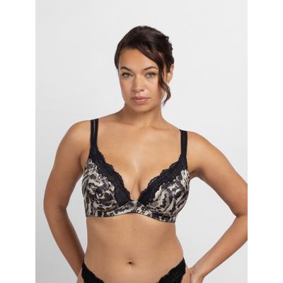 Bügel-BH DORINA "Origins Print", Damen, Gr. 90, Cup D, schwarz, Spitze, Obermaterial: 62% Polyamid, 21% Elasthan, 17% Polyester, bedruckt, BHs Bügel-BH, Leo-Muster, Spitze, Doppelträger