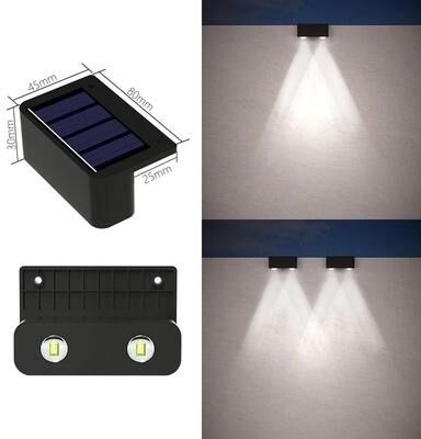 Uplift Picks Solar Up Down Wall Lights Waterproof Garden Fence Outdoor Accent Lighting white Light (2 Led) 2 Pcs
