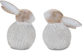 Melrose International Wicker Bunny Figurine (Set of 2)