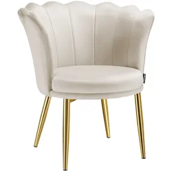 tectake Sessel Stella, dicke Polsterung, 67x64x76cm  Samtoptik Creme/Gold