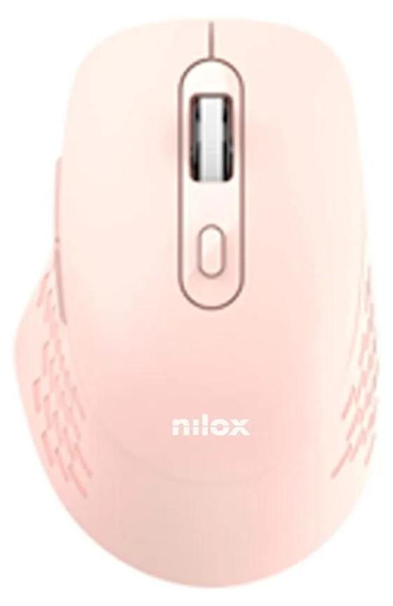 Nilox RATON DUAL Optische draadloze muis met Bluetooth en USB Type-A, 1600 DPI, Roze