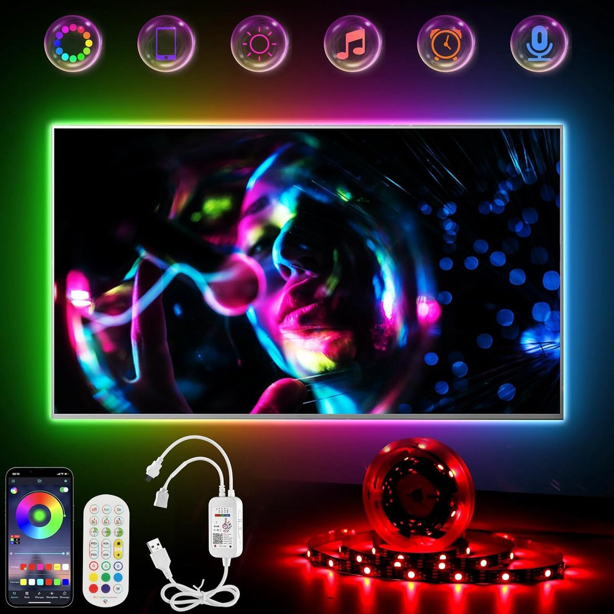 RGB LED Strip Achtergrondverlichting voor TV - 4M - Dynamische Kleurverandering en Muzieksynchronisatie