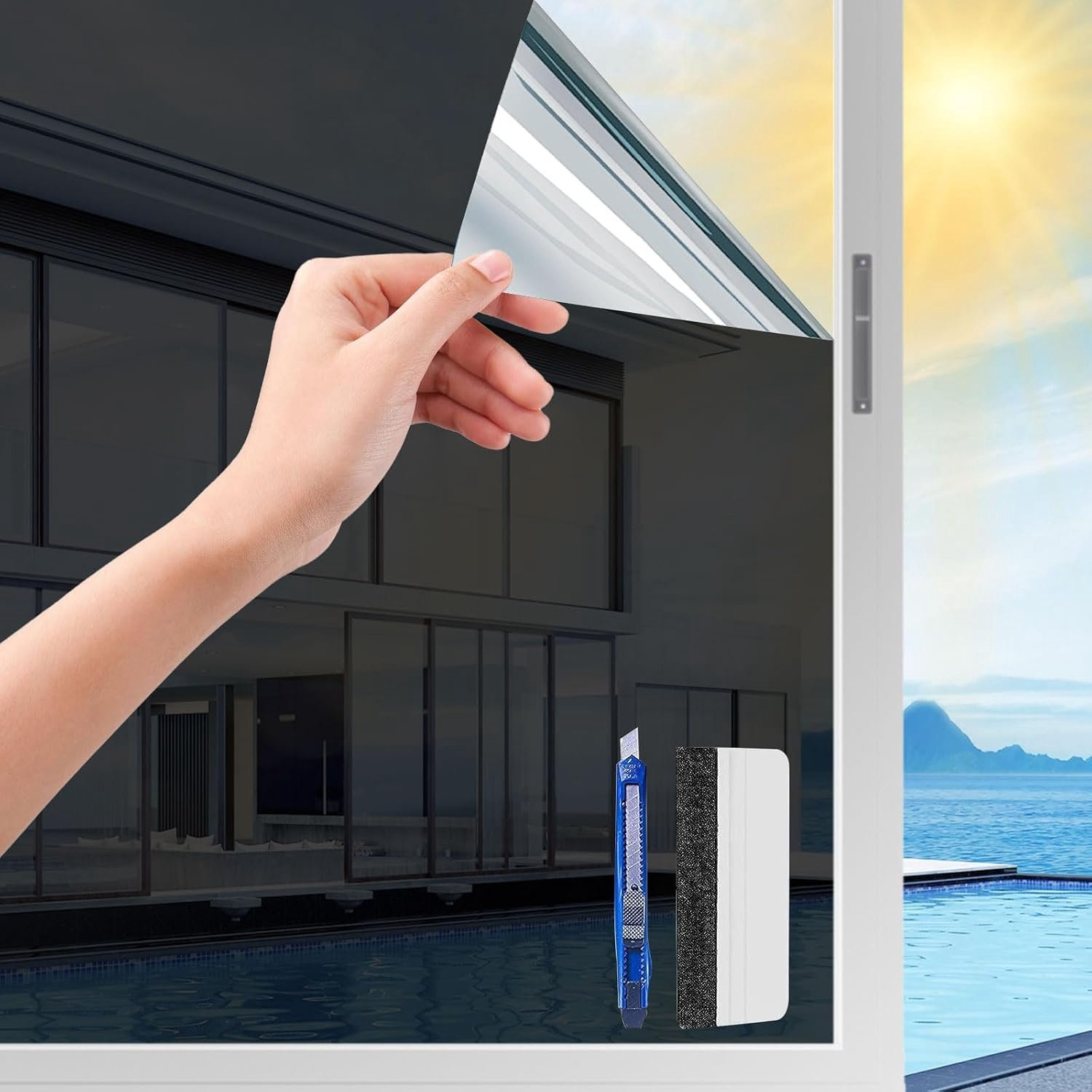 Vemera Vensterfolie Anti-kijker 75 x 200 cm - Anti-hitte & Anti-UV Spiegelvensterfolie voor Privacybescherming