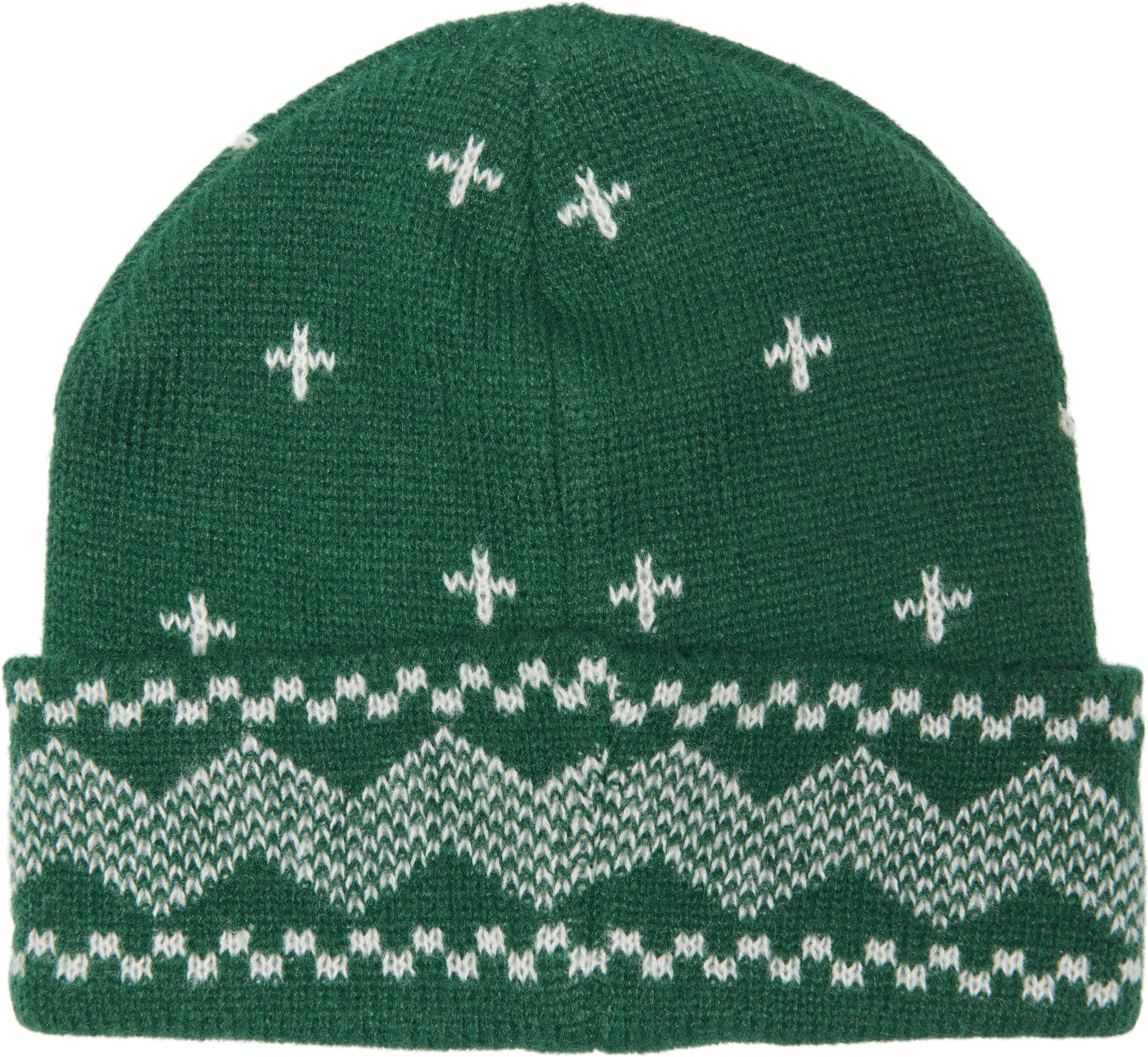 Beanie ONLY & SONS "ONSXMAS BEANIE", Herren, grün (formal garden aop:deer), Strick, Obermaterial: 100% Polyester, bedruckt, Mützen Beanie