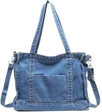 LightInthebox Denim Shoulder Bag for Women – Large Capacity, Multi-Carry Design, Casual Everyday Tote