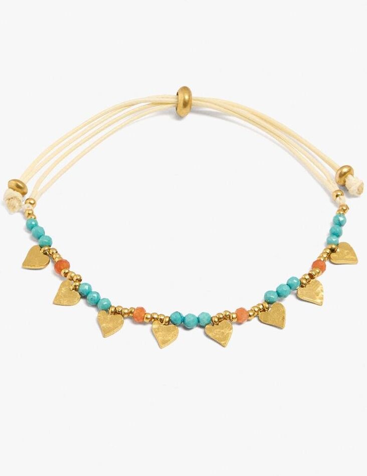 Parfois Pulsera con charms y cuentas de corazones. Multicolor