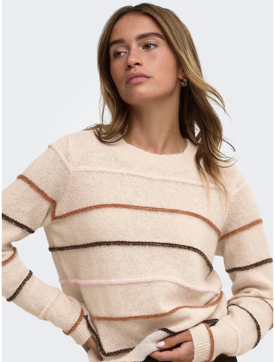 JDY Pull col rond à rayures colorées