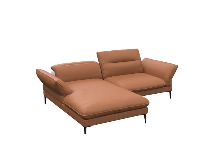 Ecksofa FLEXLUX Salino, Funktionssofa mit Recamiere, Relaxsofa, Ecksofa , braun (modern cognac braun), B:245cm H:88cm T:182cm, Sofas, Ecksofa, Sofa mit Arm- und Kopfteil-Verstellungen, Kaltschaum & Stahl-Wellen