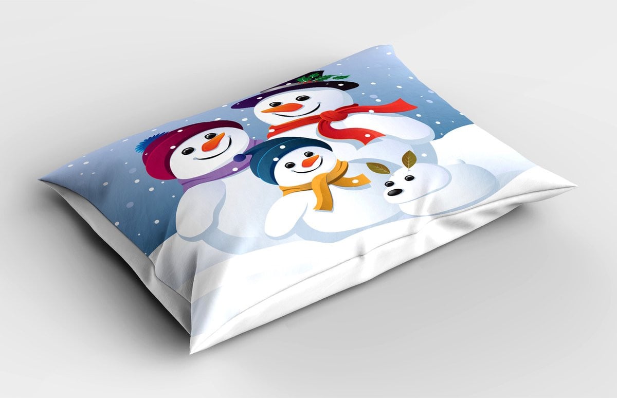 ABAKUHAUS Sneeuwman Kussensloop met kleurrijk patroon, Multicolor, 65 x 50 cm