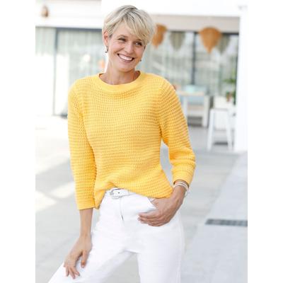 3/4 Arm-Pullover CLASSIC BASICS "3/4-Arm-Pullover", Damen, Gr. 48, gelb, 100% Polyacryl, unifarben, Pullover