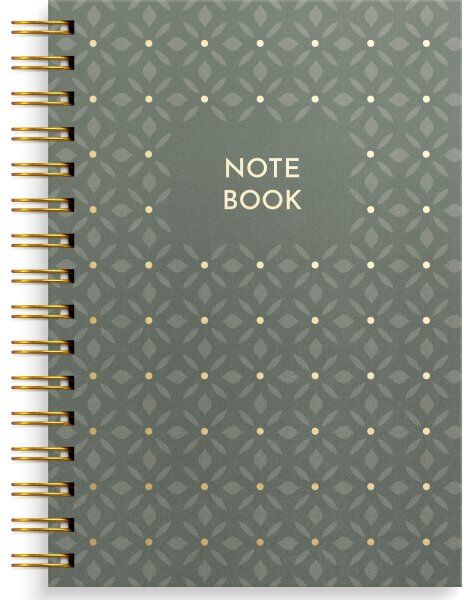 Burde Notesbog, A5, Linjeret, Green Pattern