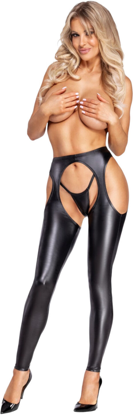 Cottelli - Open Chaps Trousers and Thong Set (Black)