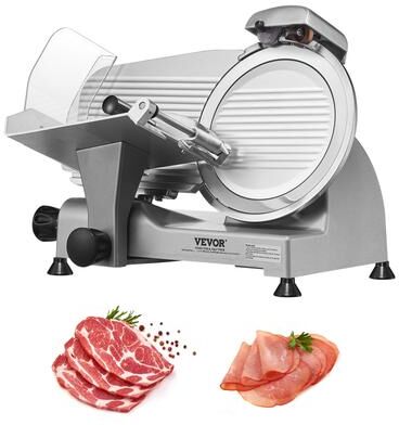 VEVOR Commercial Meat Slicer Electric Deli Food Slicer 350-400RPM Meat Slicer with Carbon Steel Blade