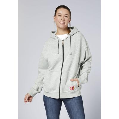 Kapuzensweatjacke CHIEMSEE, Damen, Gr. XS (32), grau (neutral gray melange), 88% Baumwolle, 12% Polyester, Sweatjacken