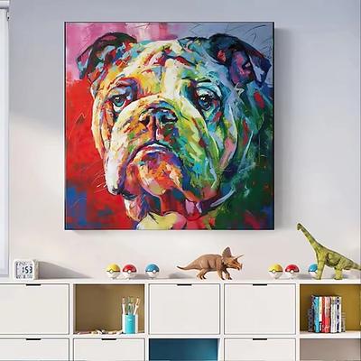 handgemachtes Ölgemälde auf Leinwand, Wandkunst, Dekoration, modern, beliebt, bunt, niedliches Tier, Shar-Pei-Hund, für Zuhause, Kinderzimmer, Dekoration, gerollt, rahmenlos, ungedehntes Gemälde