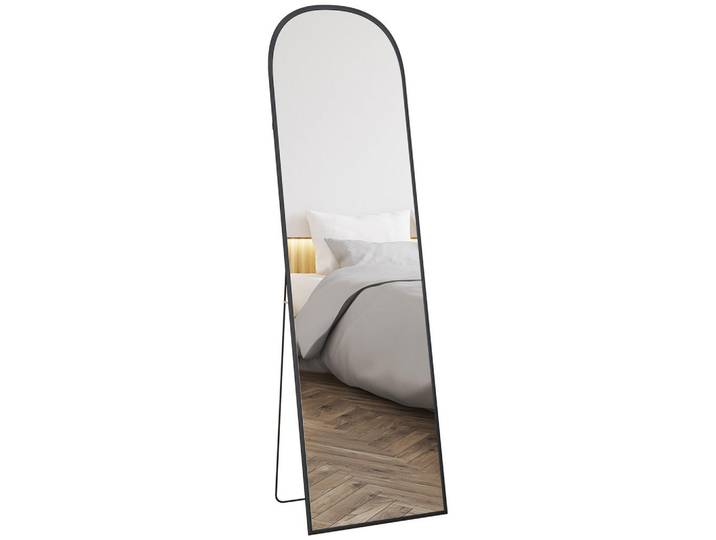 ComfortXL Standspiegel De-09730 Schwarz, Metall, 50x170x1.5 cm, Spiegel, Standspiegel