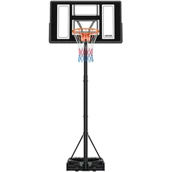 VEVOR tragbarer Basketballständer, 1,35 bis3,05 m höhenverstellbarer Basketballkorb, verstellbare Basketballanlage mit Nylonnetz & Rollen, tragbares Backboard-Set für Terrassen Poolrand