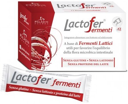 PALADIN PHARMA SpA Lactofer Fermenti - 12 Buste - Integratore Alimentare per il Dismicrobismo Intestinale