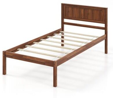 Costway Twin/Full/Queen Size Bed Frame with Wooden Headboard and Slat Support-Twin Size