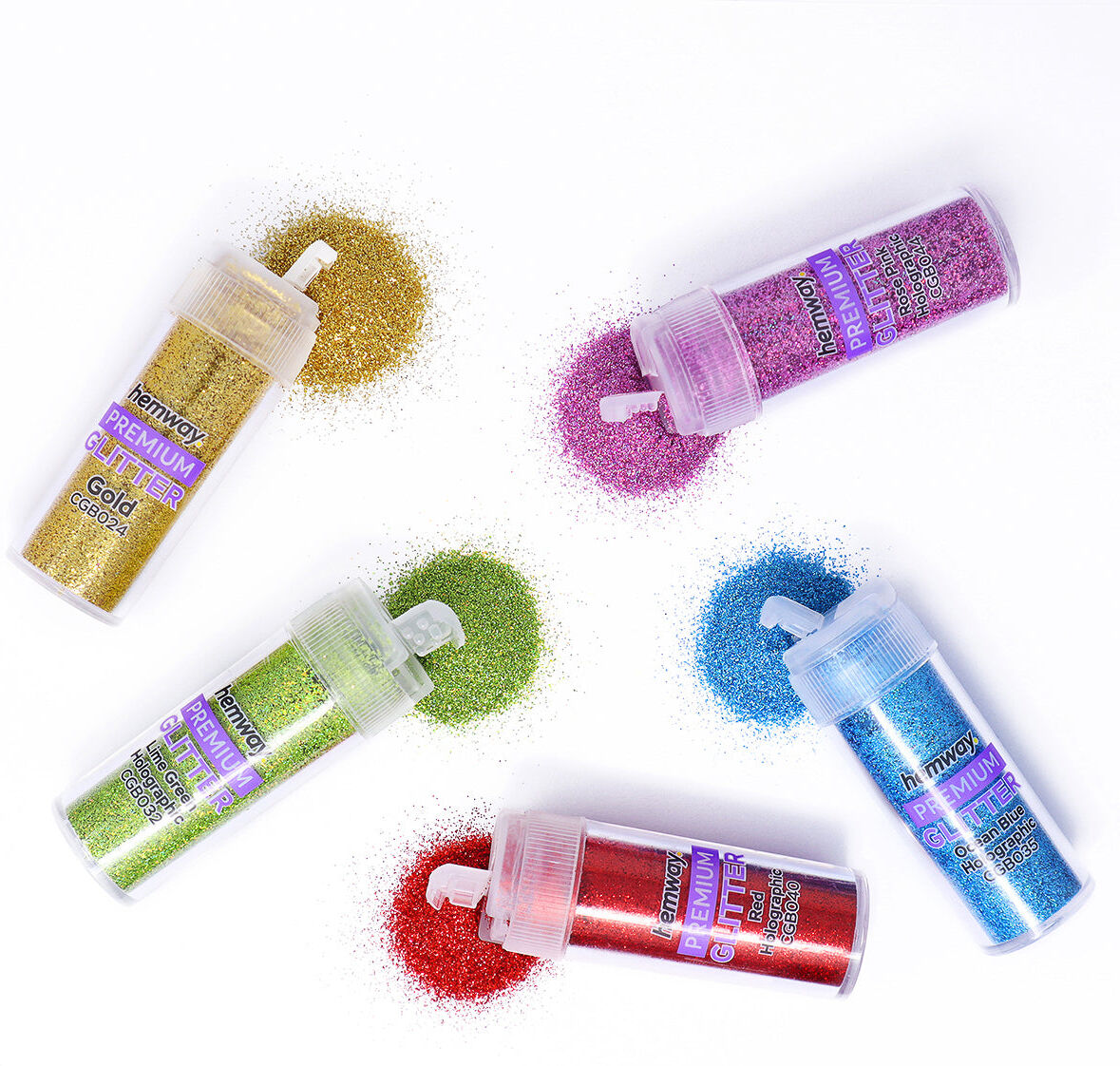 Hemway 54 Fine Glitter Tube Box Set   Craft, Epoxy Resin, Nail, Body - 54 Pack