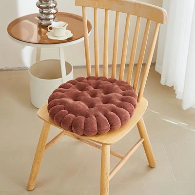 Inspired Living Cozy Biscuit Plush Cushion Chair Pad Soft Cookie Style Tatami Back Pillow For Decor & Comfort chocolate