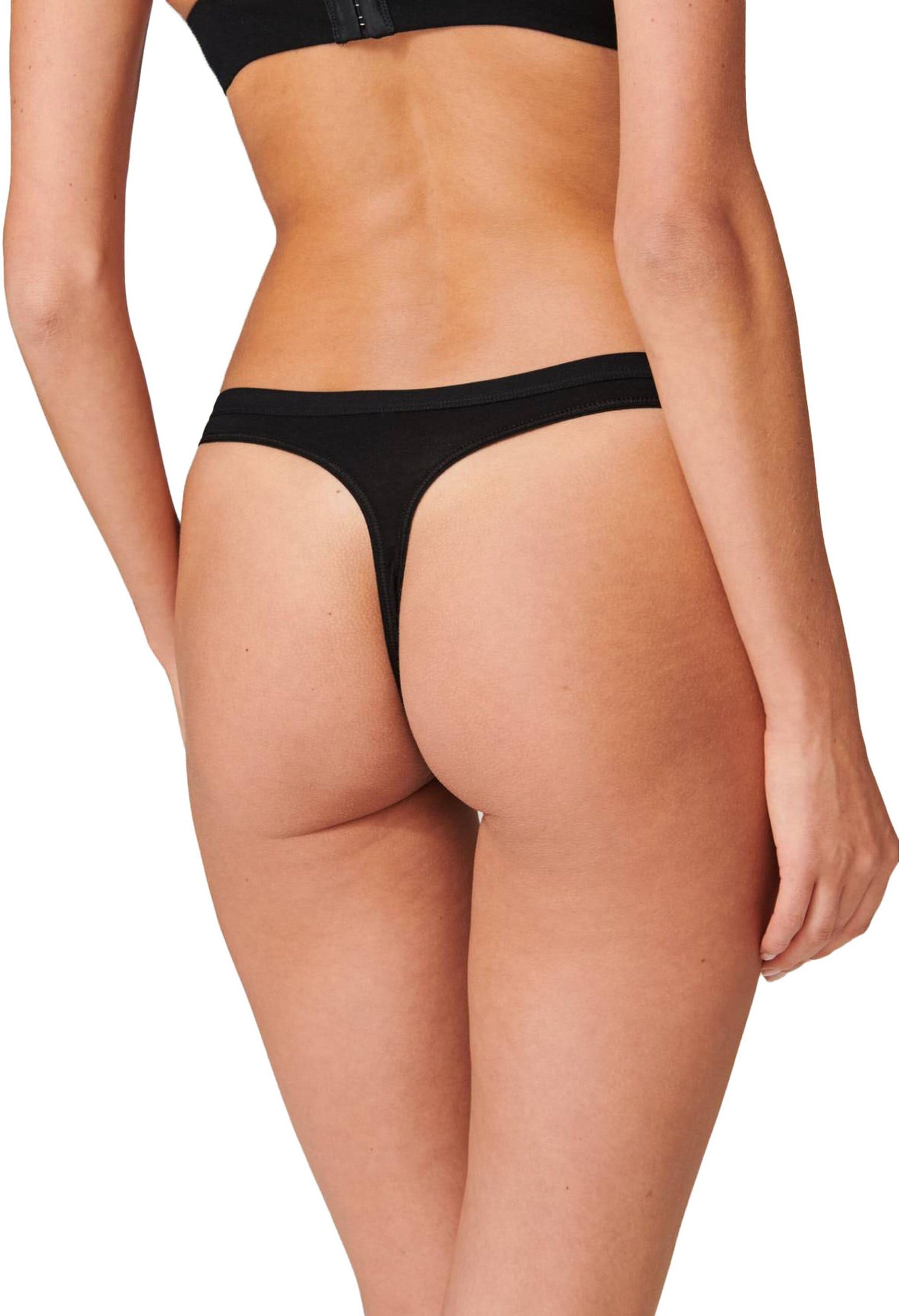 String SCHIESSER "String 4er Pack", Damen, Gr. S, schwarz, Obermaterial: 95% Baumwolle CO. 5% Elasthan EL., Unterhosen String