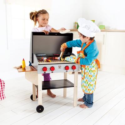 Hape Gourmet Grill Wooden Play Kitchen & Food Accessories, 22 Pieces