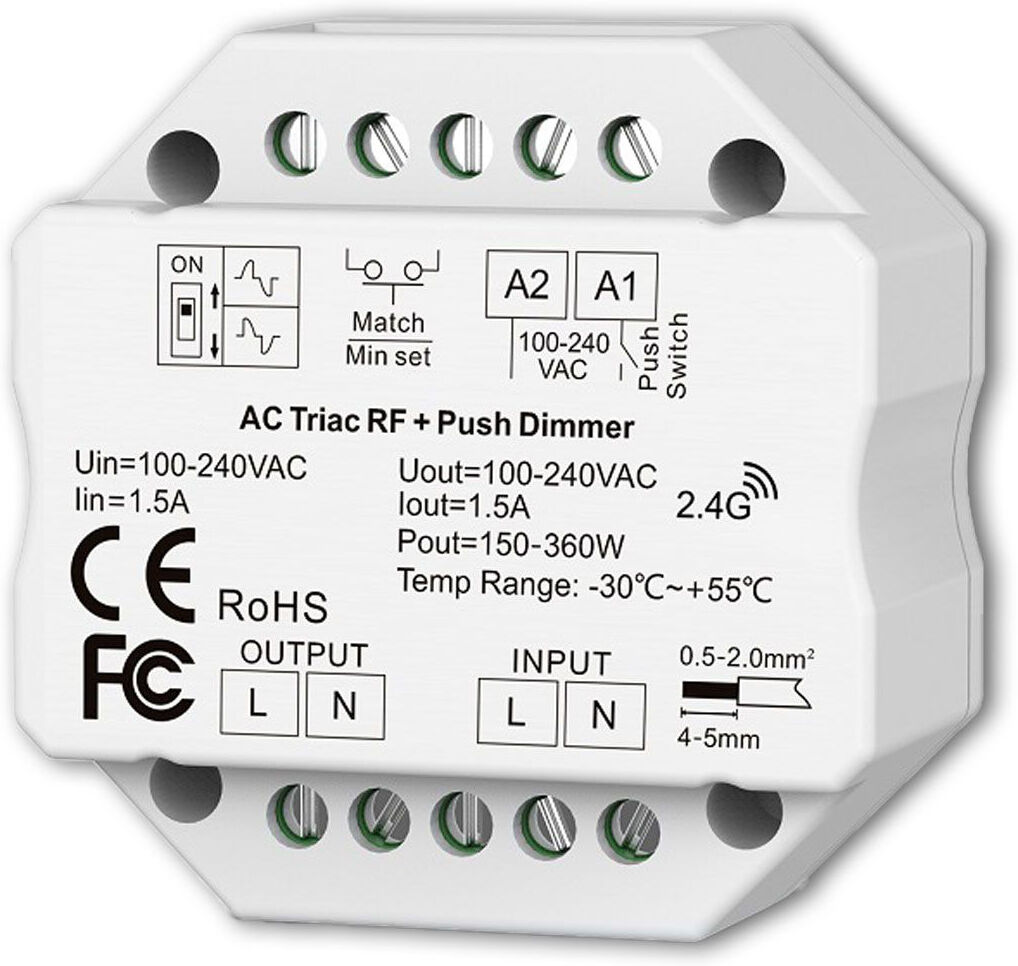Isoled Sys-Pro + Zigbee 3.0 Push/funk Dimmer, 230v Ac, 360 Va, Phasenan-/abschnitt Wählbar