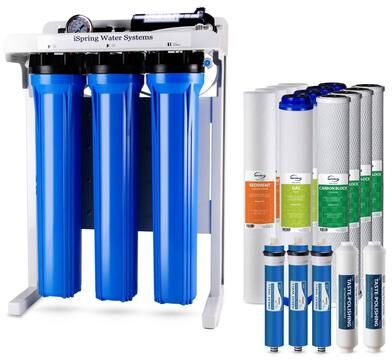iSpring RCB3P Light Commercial Tankless Reverse Osmosis Water Filtration System, Removes up to 99% contaminant, Extra Filter Set