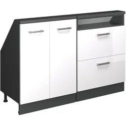 Vicco, Kommode + Sideboard, Dachschrägenschrank Rion, Anthrazit/Weiss Hochglanz, 2er Set (120 x 46 x 81.60 cm)