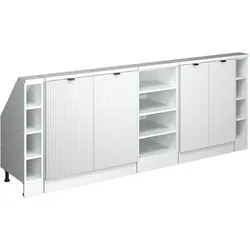 Vicco, Gartenhaus + Gartenschrank, Dachschrägenschrank-Set, Weiss Riffel/Weiss, 210 cm 5er Set