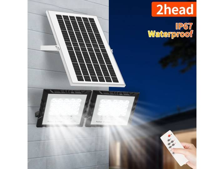 2 têtes Led lumière solaire haute luminosité projecteur étanche extérieur applique de jardin avec panneau solaire en aluminium pour applique de jardin