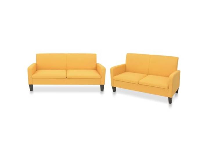 HEFZGDB 2-TLG. Sofagarnitur Stoff Gelb, Edles Design für Wohnzimmer, Kiefernholz Rahmen für Stabilität und Langlebigkeit, Hochwertiger Bezugsstoff, Weich und Bequem, Einfache