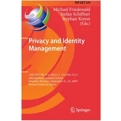 Privacy and Identity Management, Fachbücher von Michael Friedewald, Stefan Schiffner, Stephan Krenn