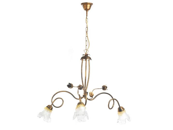 Kronleuchter, Bronzefarben, Metall, Glas, 88 cm, Lampen & Leuchten, Innenbeleuchtung, Hängeleuchten, Kronleuchter