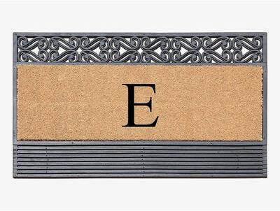 "A1 Home Collections First Impression Rubber and Coir Rosewood 24"" X 36"", Heavy Duty Outdoor Monogrammed Doormat"