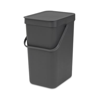 Brabantia Abfallsammler mit Stay-open Deckel | 12 Liter, HxBxT 35x20x24,9cm | Kunststoff | Dunkelgrau