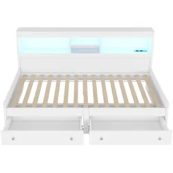 STILVORA Daybett aus Spanplatte/MDF, Weiß, 90x200 cm, LED und USB