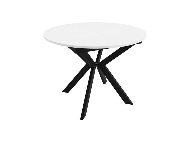 Mirjan24 Tisch Leia 100 Ausziehbarer, Weiß, Metall, Rund,Rund, 100x76x100 cm, Esszimmer, Esstische