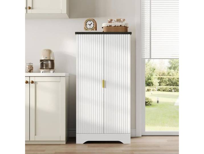 Buffet de cuisine - DREAMMESPACE - 2 portes - Éclairage LED - 120x60 5x40 cm - Blanc
