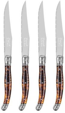 French Home Laguiole Connoisseur 4-Piece Steak Knife Set with Tortoise Handles
