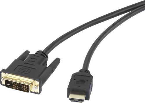 Renkforce DVI / HDMI Adapterkabel DVI-D 18+1pol. Stecker, HDMI-A Stecker 1.80m Schwarz RF-4212216 vergoldete Steckkontakte